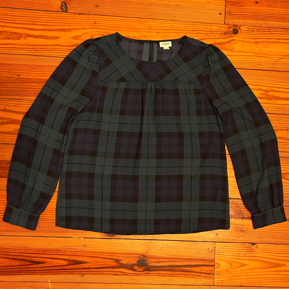J Crew Plaid Blouse 💚💙